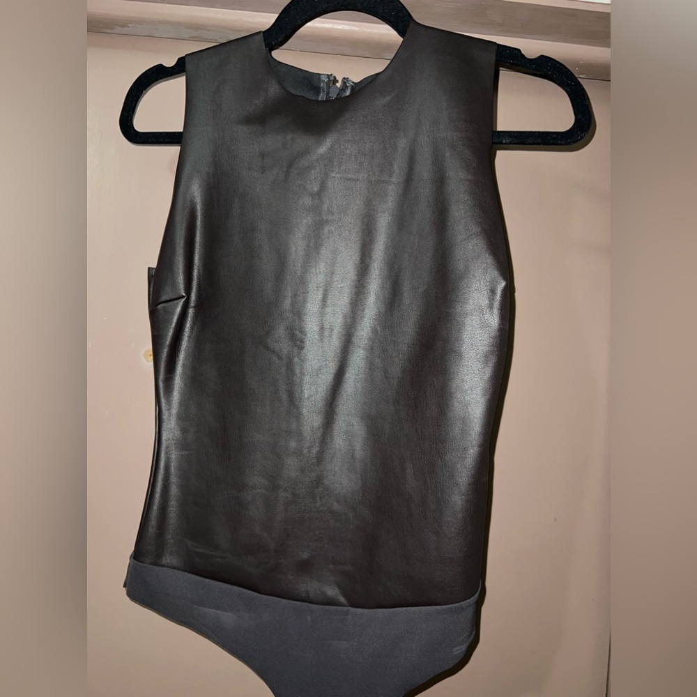 SKIMS Chocolate Brown Leather Bodysuit